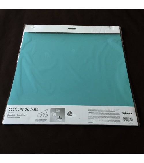Tableau métallique d’affichage carré pour aimants, turquoise, de Trendform, 40 x 40 cm. 10 super mini-aimants inclus