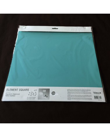 Tableau métallique d’affichage carré pour aimants, turquoise, de Trendform, 40 x 40 cm. 10 super mini-aimants inclus