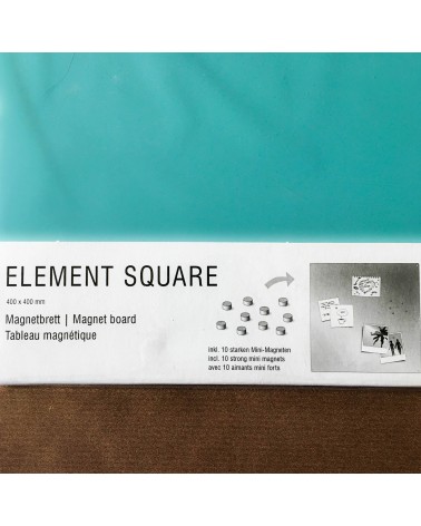 Tableau métallique d’affichage carré pour aimants, turquoise, de Trendform, 40 x 40 cm. 10 super mini-aimants inclus