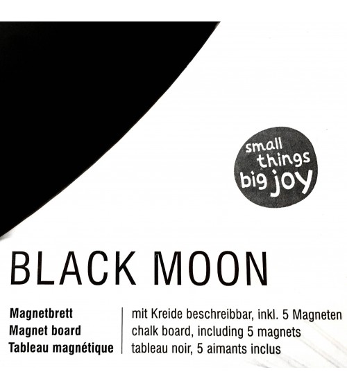 Tableau métallique d’affichage rond pour aimants Black Moon, noir, de Trenform,   diamètre 40 cm. 5 super mini aimants inclus