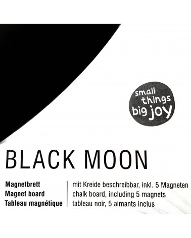 Tableau métallique d’affichage rond pour aimants Black Moon, noir, de Trenform,   diamètre 40 cm. 5 super mini aimants inclus