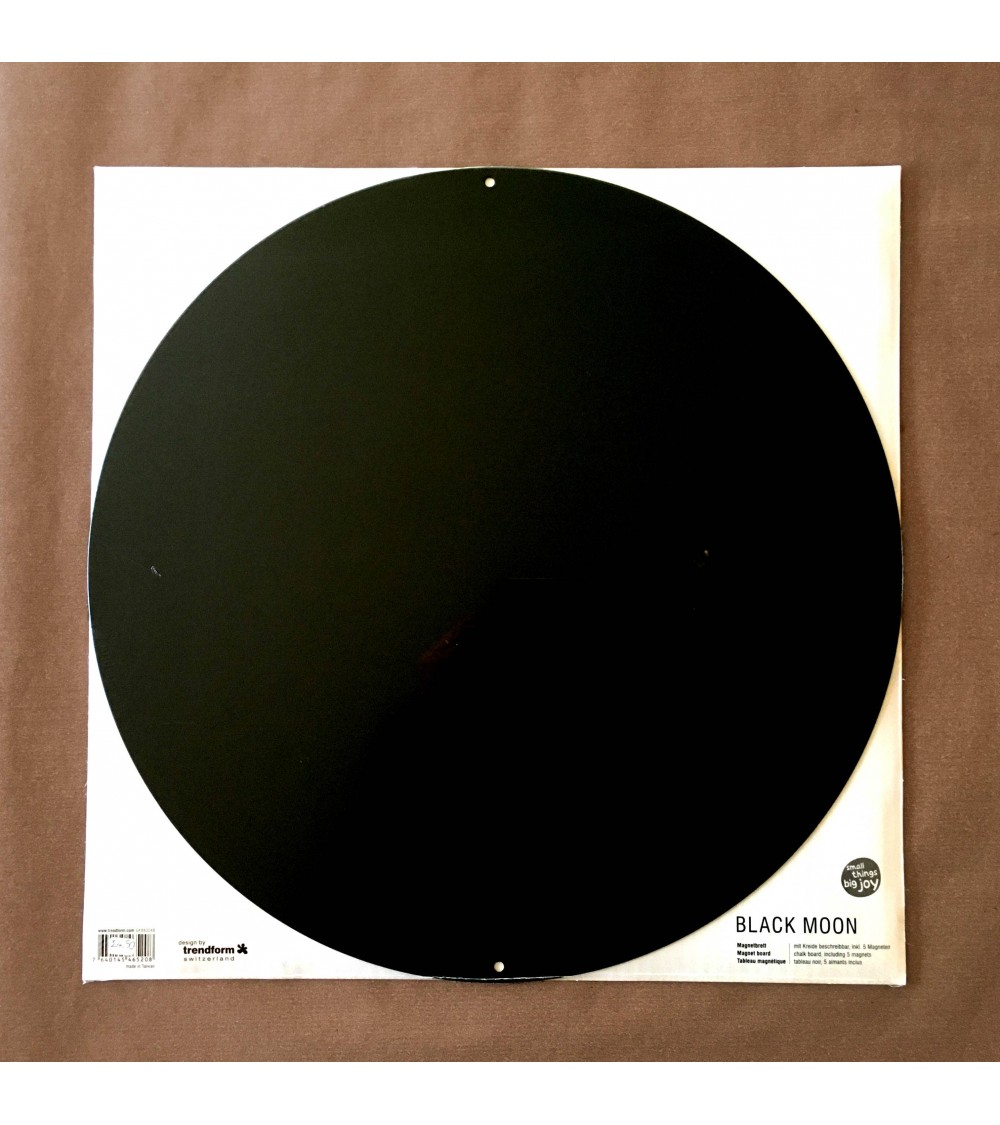 Tableau métallique d’affichage rond pour aimants Black Moon, noir, de Trenform,   diamètre 40 cm. 5 super mini aimants inclus