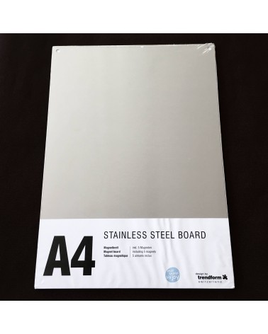 Tableau métallique d’affichage A4 pour aimants, acier, de Trendform, 29,7 x 21 cm. 5 super mini aimants inclus