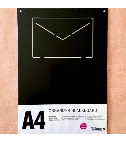 Tableau métallique A4 organisation et affichage pour aimants, noir, de Trendform, 29,7 x 21 cm.