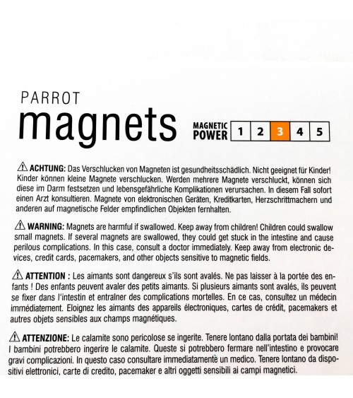 Aimants Trendform Parrot, 6 pièces, aimant force 3