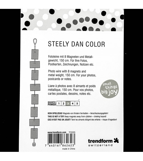 Liane à photos Trenform Steely Dan Color, 150 cm, 8 aimants multocolores, 1 œillet et un poids métallique