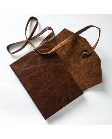 Carnet Manufactus Laccio, couverture cuir veau Vintage Brown, 256 pages papier vélin, fabriqué en Italie