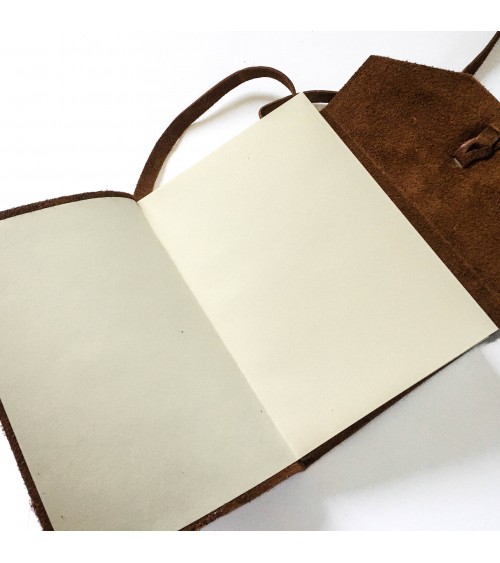 Carnet Manufactus Laccio, couverture cuir veau Vintage Brown, 256 pages papier vélin, fabriqué en Italie