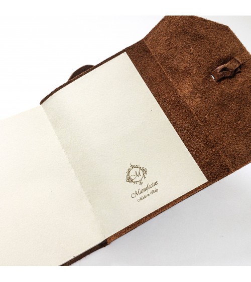 Carnet Manufactus Laccio, couverture cuir veau Vintage Brown, 256 pages papier vélin, fabriqué en Italie