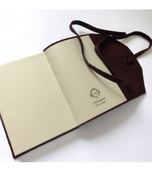 Carnet Manufactus Laccio, couverture cuir veau Lie de vin, 256 pages papier vélin, fabriqué en Italie