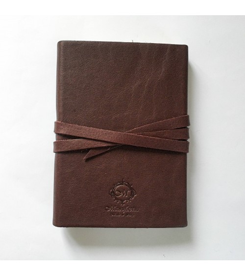 Carnet Manufactus Laccio, couverture cuir veau Marron, 256 pages papier vélin, fabriqué en Italie