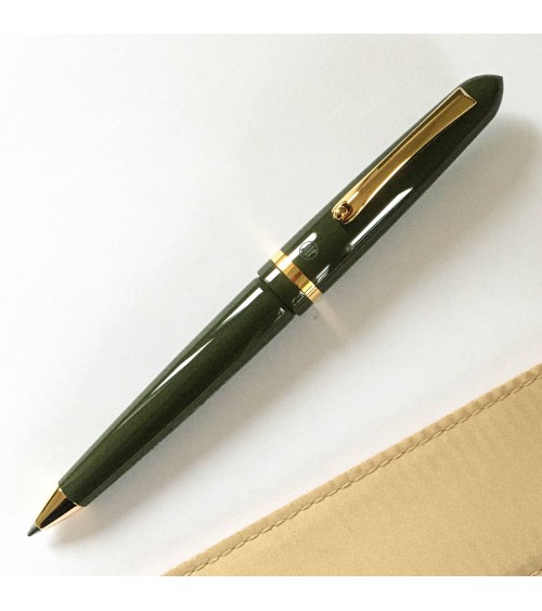 Stylo-bille Montegrappa Venetia Lagoon Green, attributs plaqués or