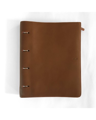 Porte-documents NAVA A4 en simili cuir, couleur cognac avec quatre anneaux incorporés