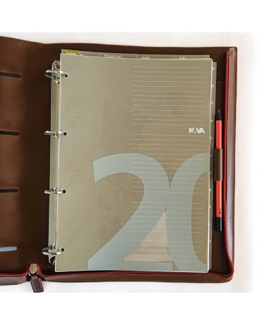 Porte-documents NAVA A4 en simili cuir, couleur cognac avec quatre anneaux incorporés