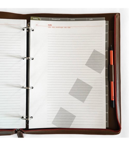 Porte-documents NAVA A4 en simili cuir, couleur cognac avec quatre anneaux incorporés