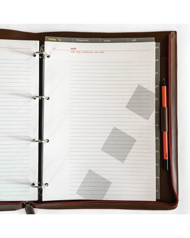 Porte-documents NAVA A4 en simili cuir, couleur cognac avec quatre anneaux incorporés