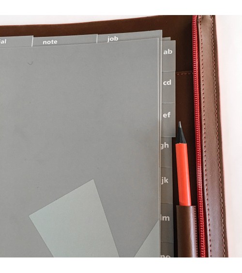 Porte-documents NAVA A4 en simili cuir, couleur cognac avec quatre anneaux incorporés