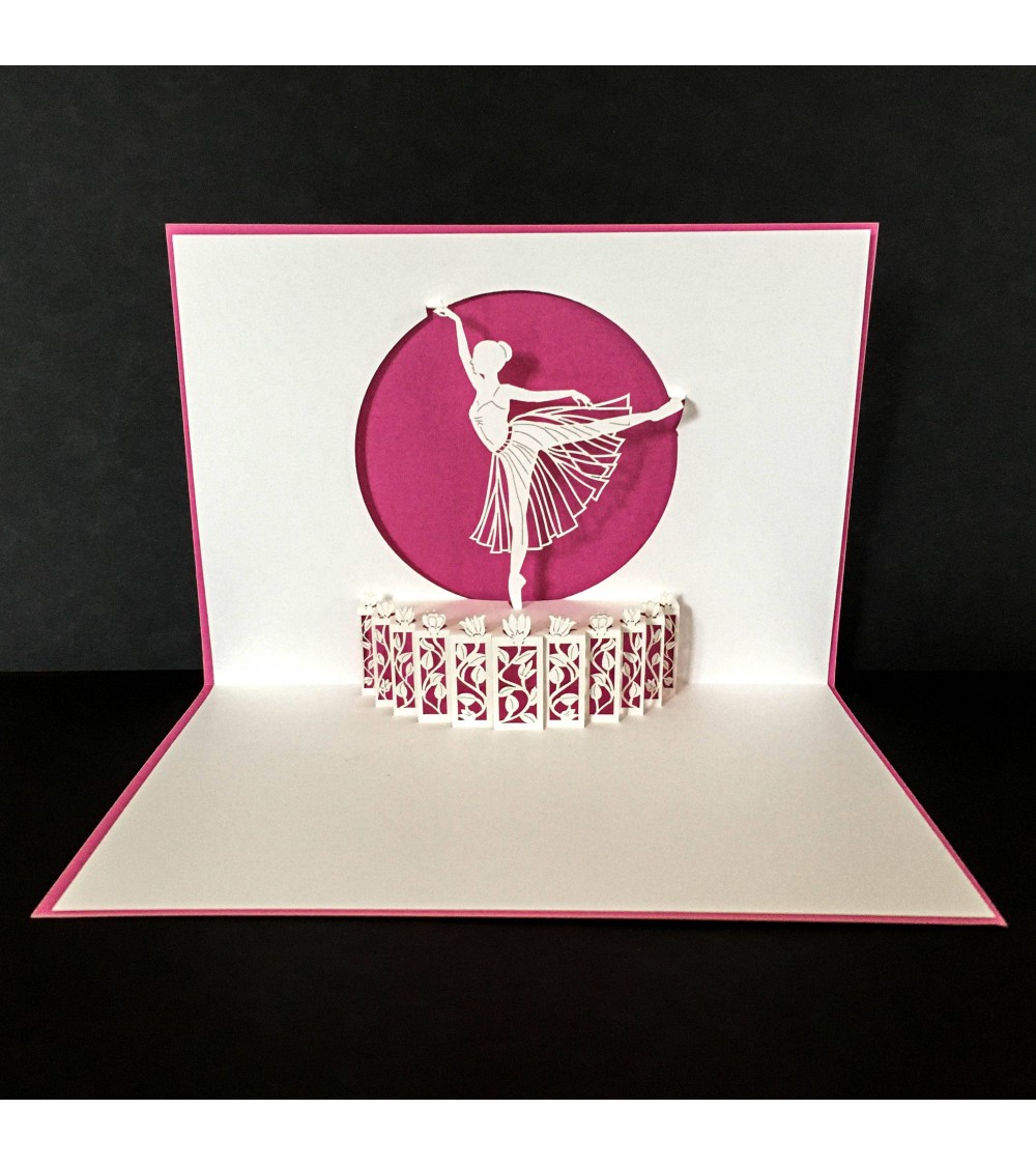 Carte pop-up Rifletto, Ballerina, rose, fabriquée en Allemagne. L'Ecritoire design, Lausanne.