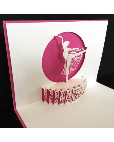 Carte pop-up Rifletto, Ballerina, rose, fabriquée en Allemagne. L'Ecritoire design, Lausanne.