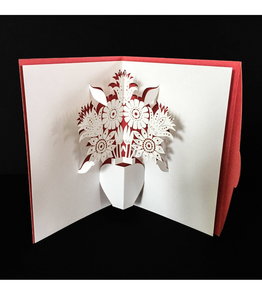 Carte pop-up Rifletto, Mini Fleurs, rouge, fabriquée en Allemagne. L'Ecritoire design, Lausanne.