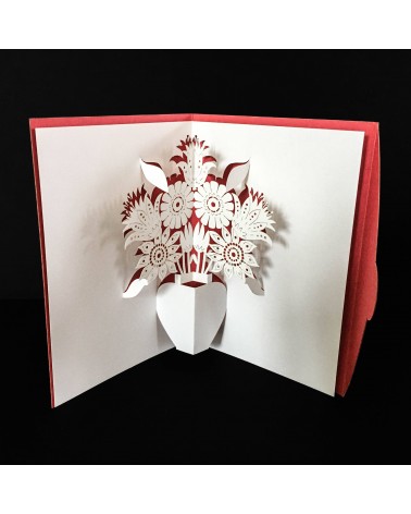 Carte pop-up Rifletto, Mini Fleurs, rouge, fabriquée en Allemagne. L'Ecritoire design, Lausanne.