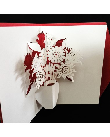Carte pop-up Rifletto, Mini Fleurs, rouge, fabriquée en Allemagne. L'Ecritoire design, Lausanne.
