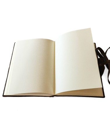 Carnet Manufactus New Betty, couverture cuir veau cognac texturé et marron, 288 pages blanches couleur ivoire