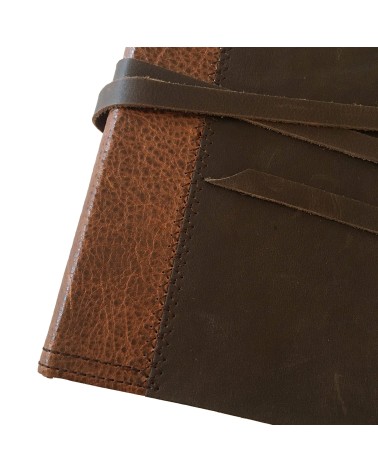 Carnet Manufactus New Betty, couverture cuir veau cognac texturé et marron, 288 pages blanches couleur ivoire