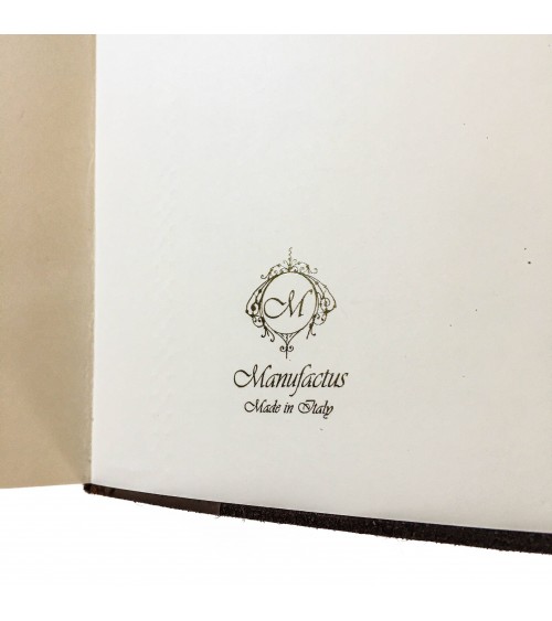 Carnet Manufactus New Betty, couverture cuir veau cognac texturé et marron, 288 pages blanches couleur ivoire