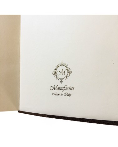 Carnet Manufactus New Betty, couverture cuir veau cognac texturé et marron, 288 pages blanches couleur ivoire