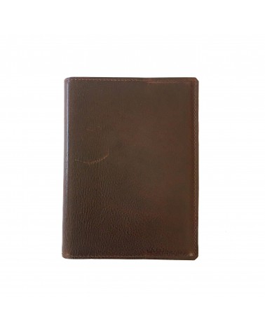 Carnet rechargeable PA cuir marron, 288 pages blanches couleur ivoire format A6