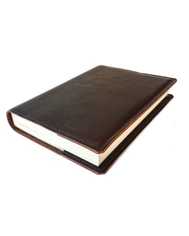 Carnet PA rechargeable couverture cuir marron, 288 pages blanches couleur  ivoire format A6