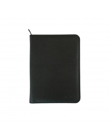 Porte-bloc Kaweco, A5, zippé cuir noir, 1 compartiment pour cartes, cinq boucles pour stylos, bloc-notes.