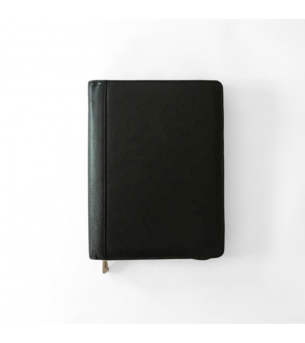 Porte-bloc zippé PA,format A5, cuir noir.