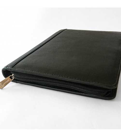 Porte-bloc zippé PA,format A5, cuir noir.