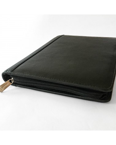 Porte-bloc zippé PA,format A5, cuir noir.
