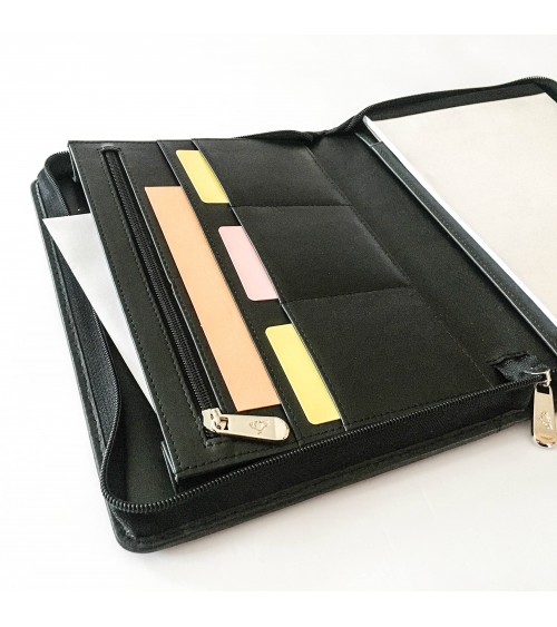 Porte-bloc zippé PA,format A5, cuir noir.