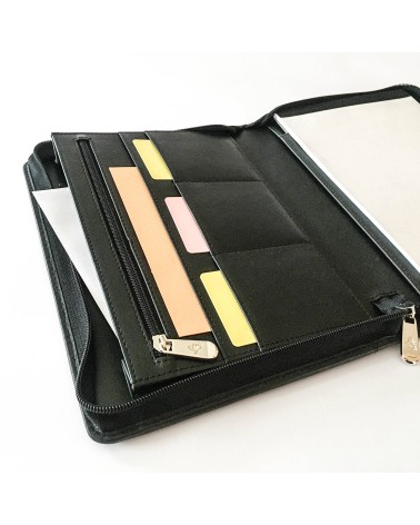 Porte-bloc zippé PA,format A5, cuir noir.