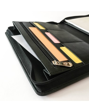 Porte-bloc zippé PA,format A5, cuir noir.
