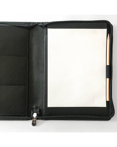 Porte-bloc zippé PA,format A5, cuir noir.