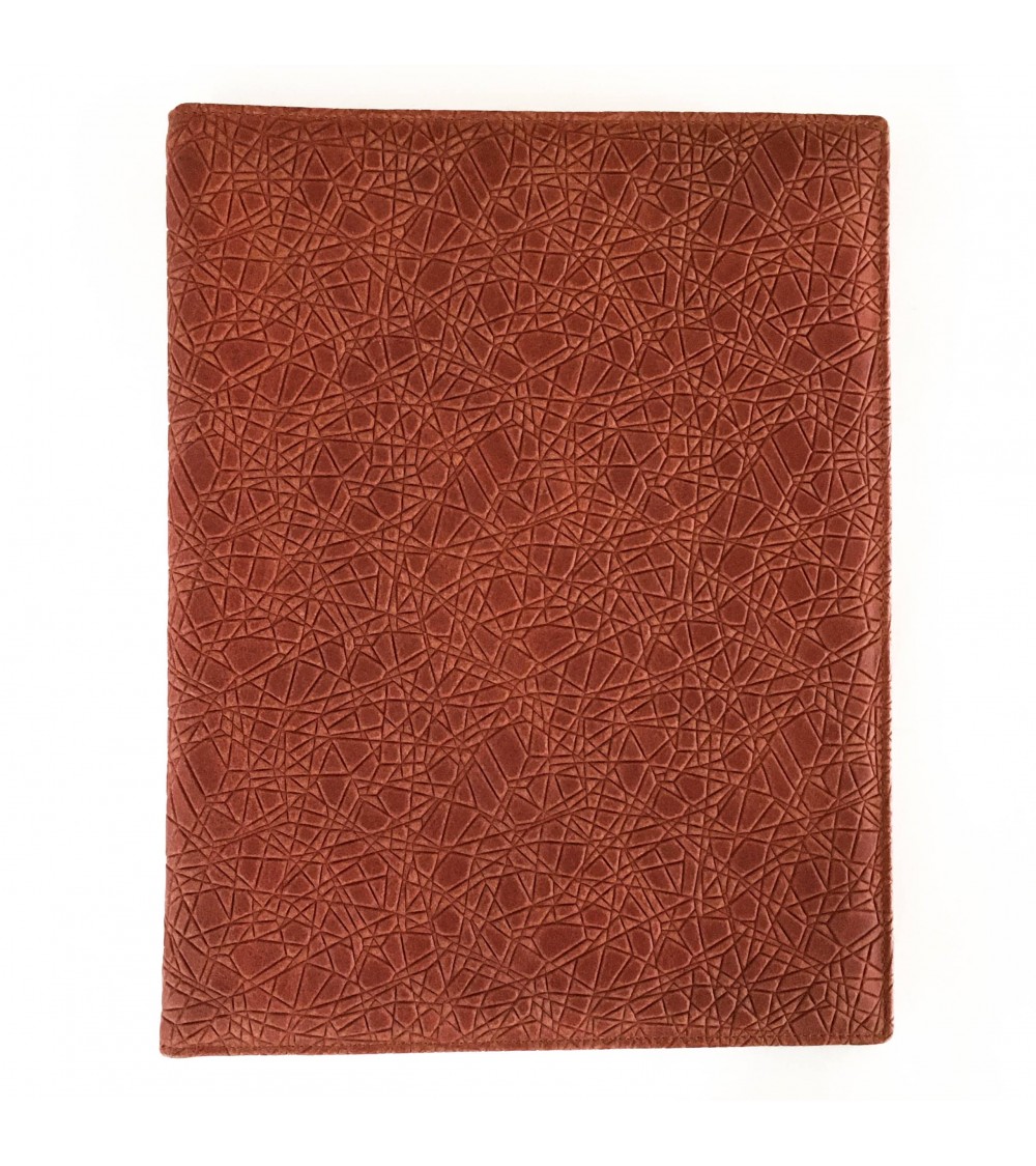 Porte-bloc PA Napoli A4 cuir cognac, 1 compartiment cartes et 1 pour feuilles volantes A4, boucle stylo, bloc-notes.