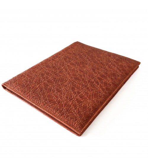 Porte-bloc PA Napoli A4 cuir cognac, 1 compartiment cartes et 1 pour feuilles volantes A4, boucle stylo, bloc-notes.