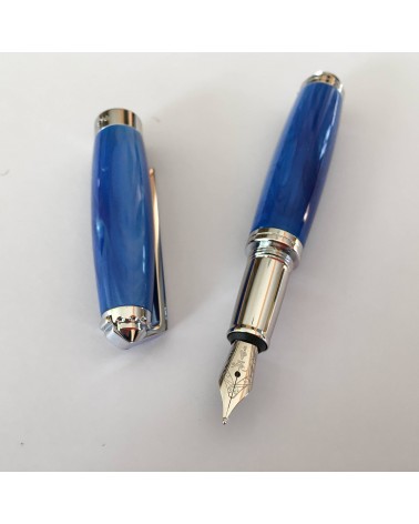 Stylo-plume Récife Baoshi Soyouz Lapis (tons bleu clairs et foncés, effet chatoyant), plume en acier M