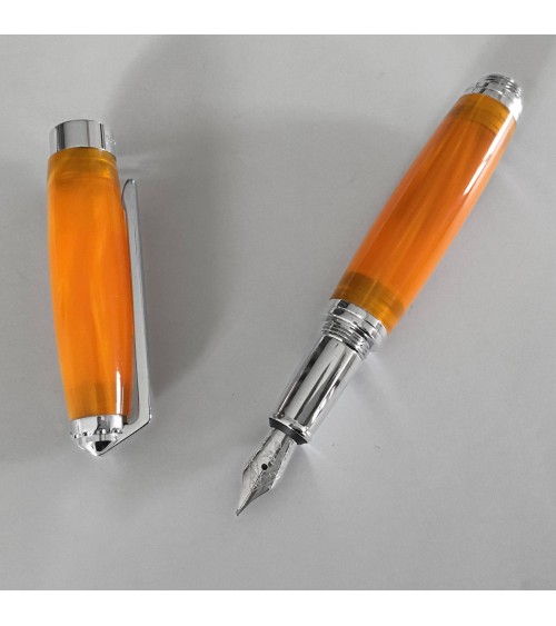 Stylo-plume Récife Baoshi Soyouz Opale (tons orange clairs et foncés, effet chatoyant), plume en acier F