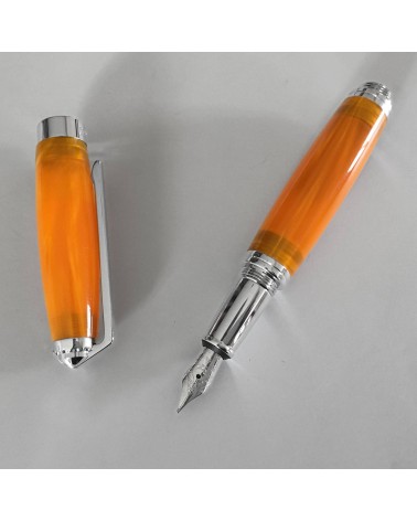 Stylo-plume Récife Baoshi Soyouz Opale (tons orange clairs et foncés, effet chatoyant), plume en acier F