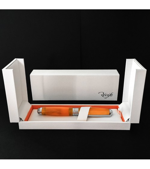 Stylo-plume Récife Baoshi Soyouz Opale (tons orange clairs et foncés, effet chatoyant), plume en acier F