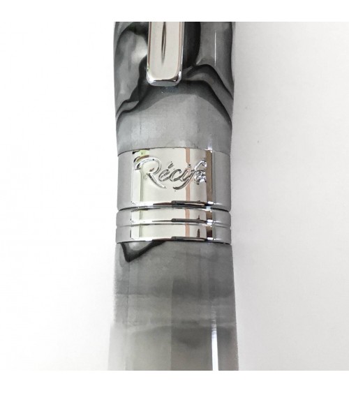 Stylo-plume Récife Pearl Soyouz Nacre (tons blanc nacré, noirs et gris clair), plume en acier M