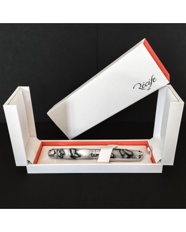 Stylo-plume Récife Pearl Soyouz Nacre (tons blanc nacré, noirs et gris clair), plume en acier M