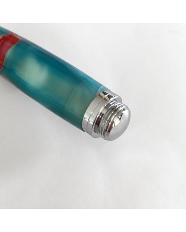 Stylo-plume Récife Pearl Soyouz Turquoise/Rouge (tons turquoise et rouge, accents blanc nacré), plume en acier F