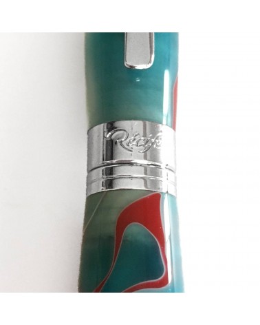 Stylo-plume Récife Pearl Soyouz Turquoise/Rouge (tons turquoise et rouge, accents blanc nacré), plume en acier F